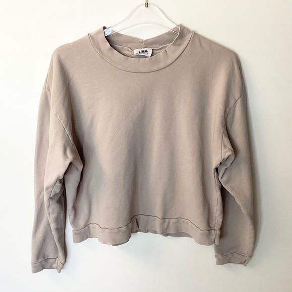 LNA Revolve Cropped Pullover Sweatshirt - Tan - S - Picture 1 of 11